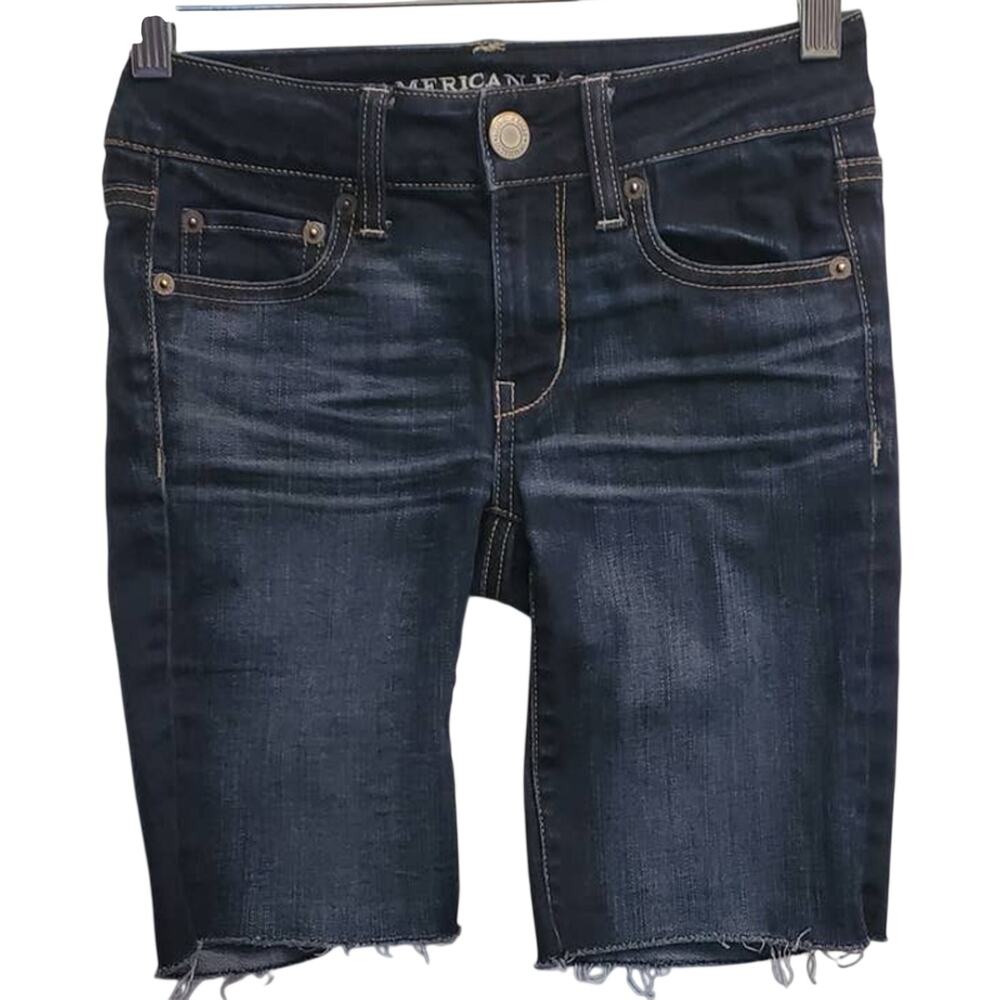 AMERICAN Eagle Women's Raw Edge Super Stretch Jeans Shorts Size 0